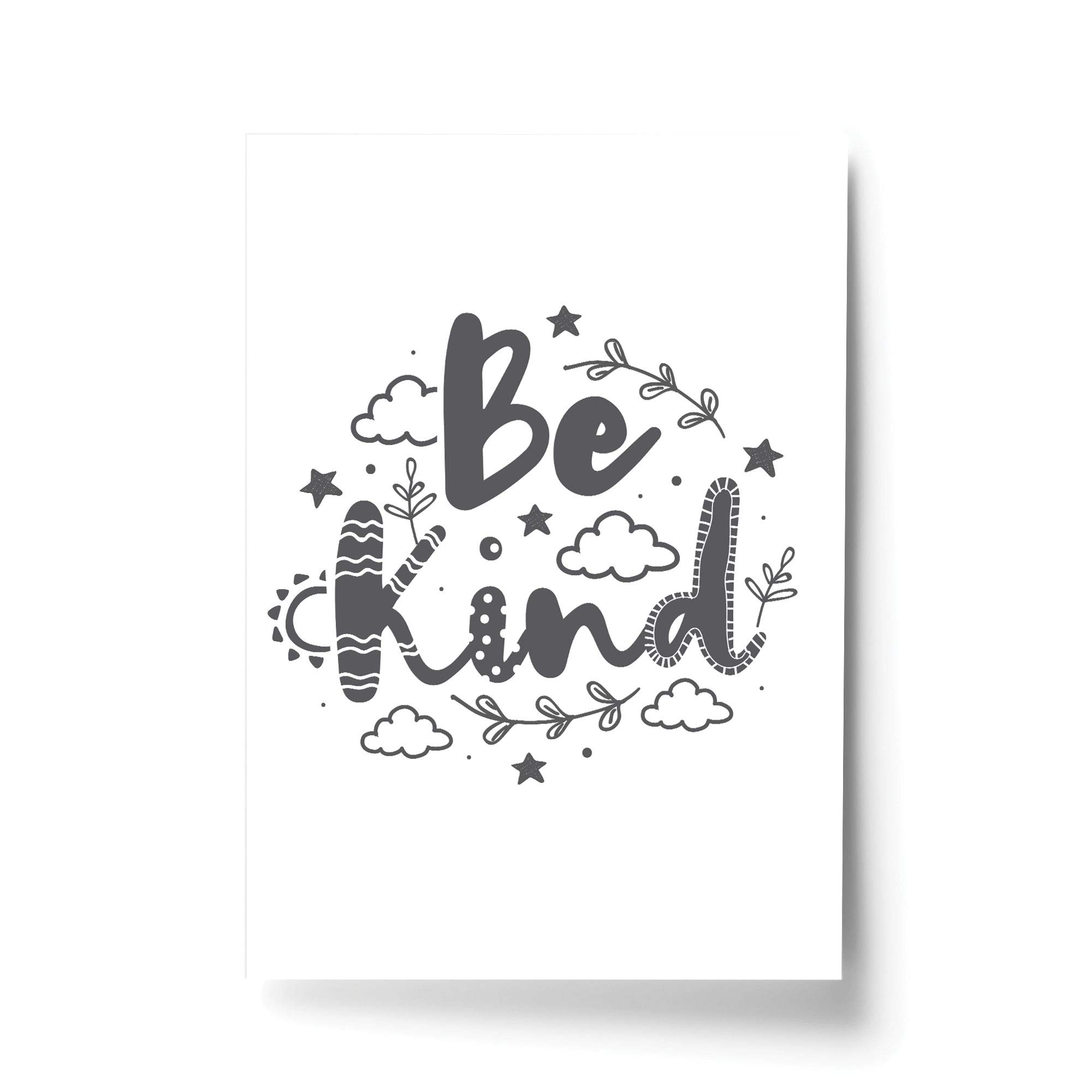 RED OCEAN Cute Boys Bedroom Print Boys Bedroom Wall Art Decor Grey Nursery Print Baby Gift Keepsake (A4 Print Only - Be Kind White Grey)