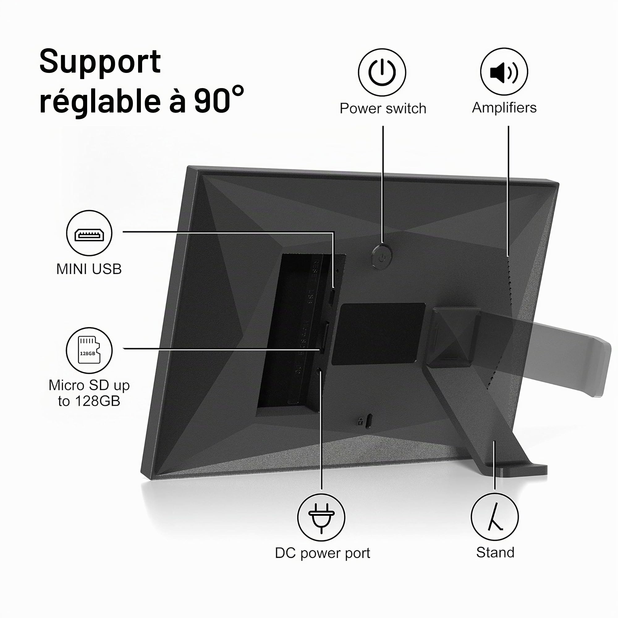 Frameo Cadre Photo numérique WiFi 10 Pouces, écran Tactile IPS 1280 * 800, partagez des Photos ou des vidéos Via l'application Frameo, pour la fête des mères