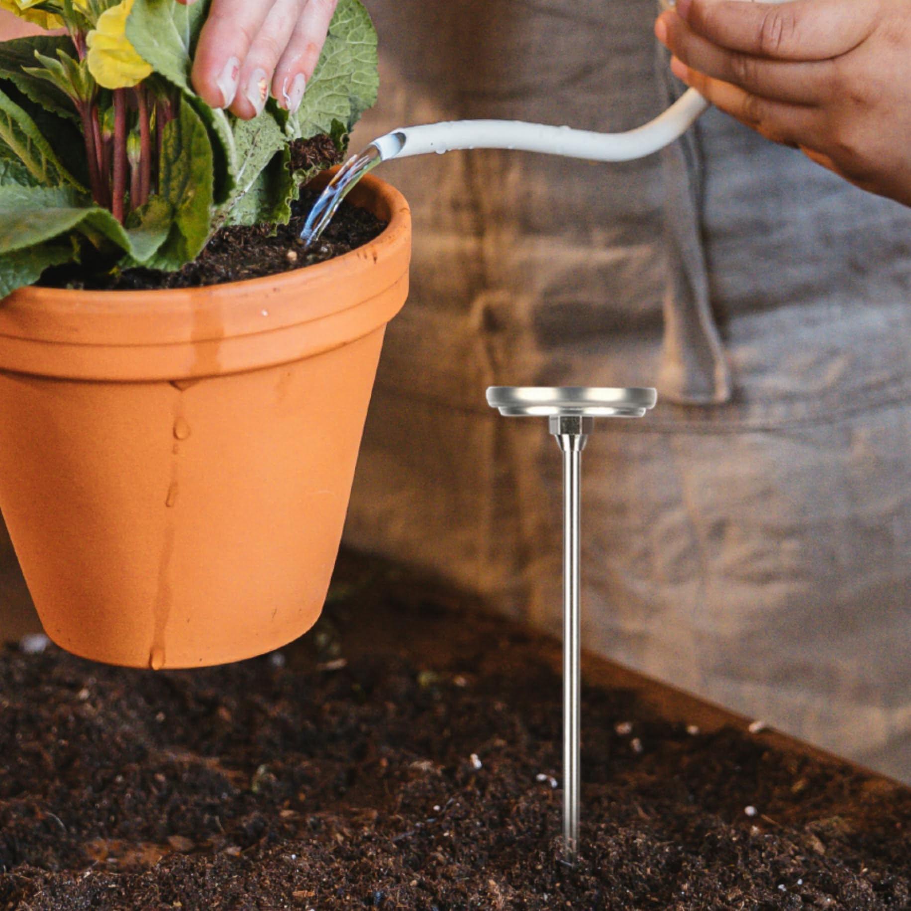 Termometro per compost portatile, quadrante da 2 pollici in acciaio inossidabile con stelo da 20 pollici per terriccio Termometro per terreno da giardino per compost per giardinaggio