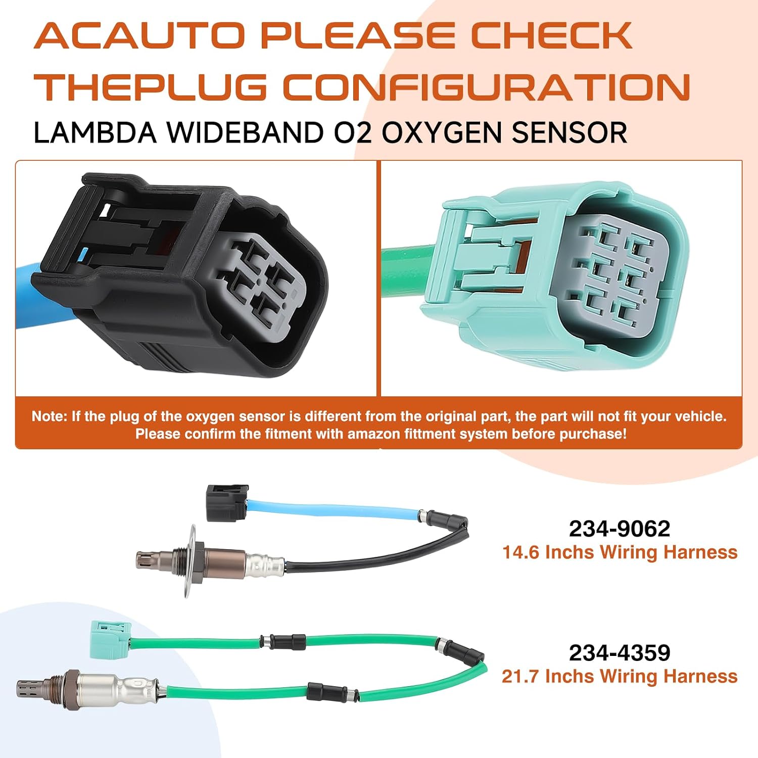 2Pcs Oxygen O2 Sensor 234-9062 234-4359 Upstream Downstream Fit for Honda CRV 2.4L L4 2007-2009 Replaces# 36531-RZA-013 36532-RZA-004