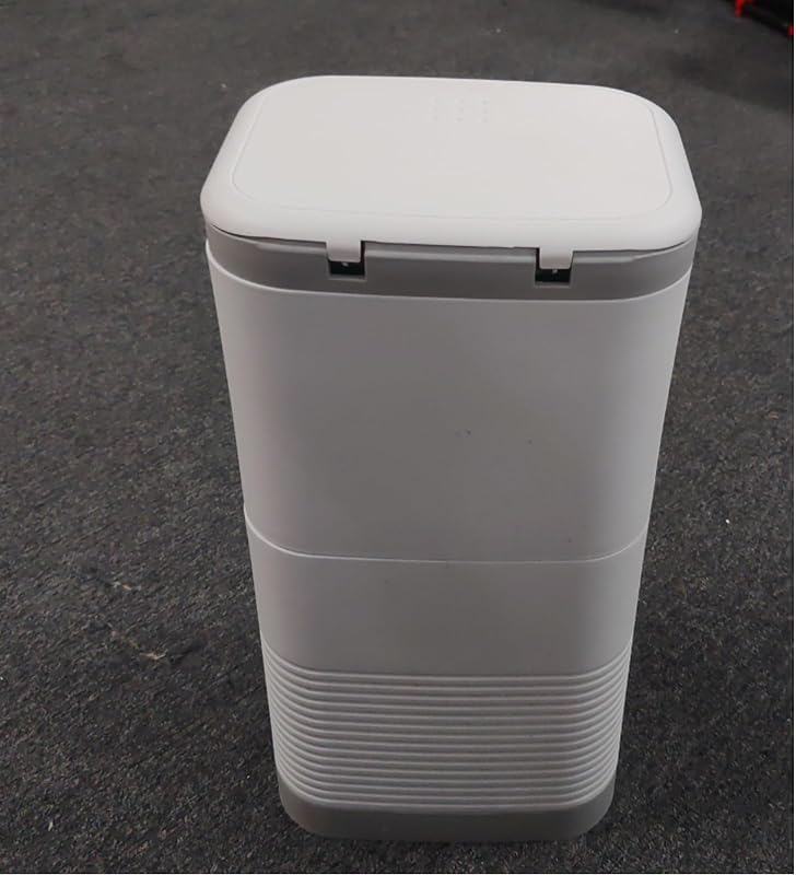 Hands-Free Diaper Pail, 12L Large Capacity Diaper Bin with Double-Layer Odor-Locking Lid, Includes 11m Garbage Bag, One-Hand Operation Trash Can for Nursery Bedroom Bathroom White