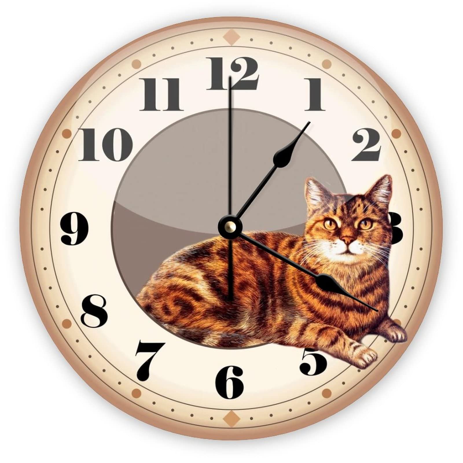 Vintage Wandklok - Niet Tikkende Kat - 30 cm - Ronde Decoratieve Wandklok Voor Thuis