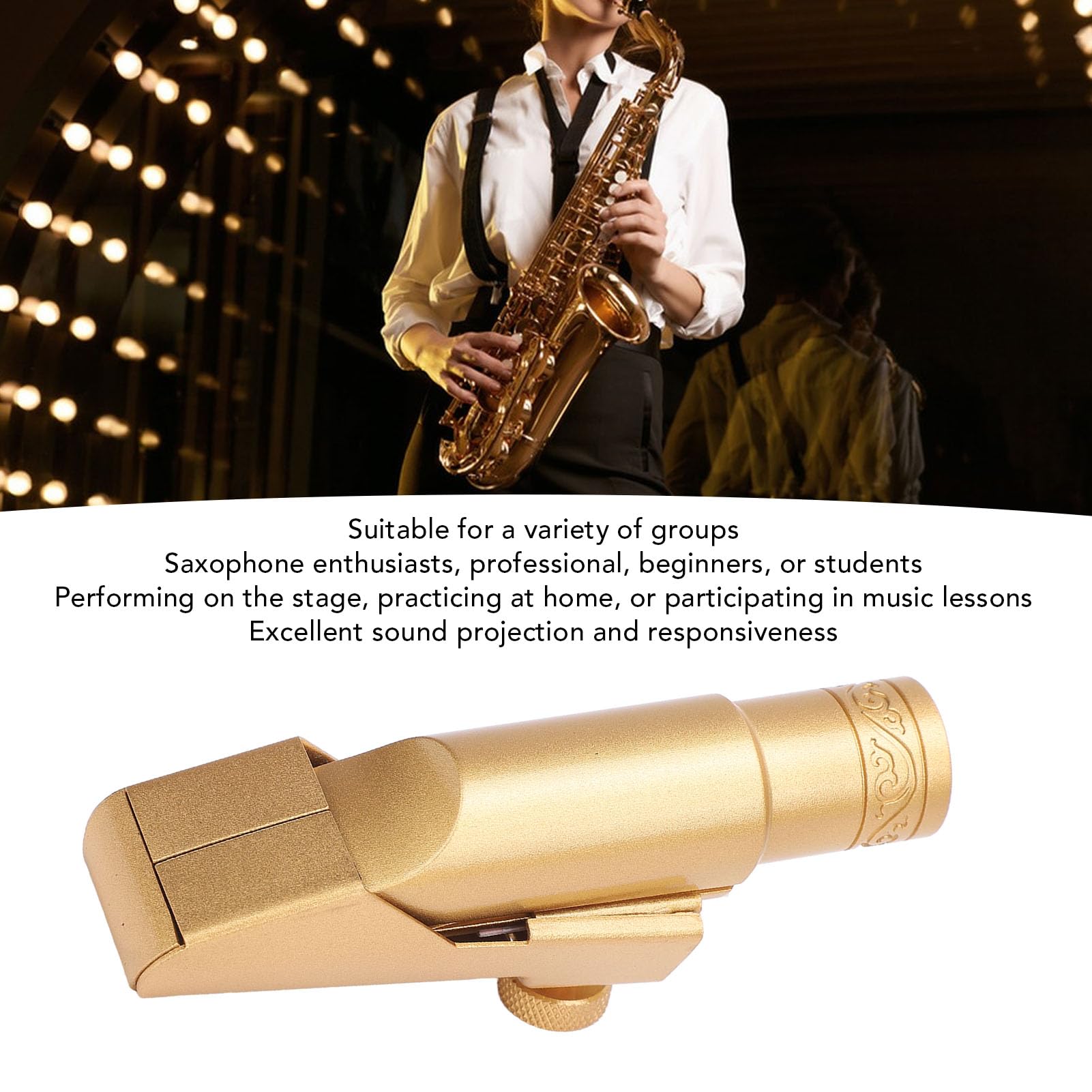 Tissting Altsaxophon Mundstück 5C Vergoldetes Messing Metall | Saxophon Mundstück für Fachleute Anfänger Musikinstrument Zubehör
