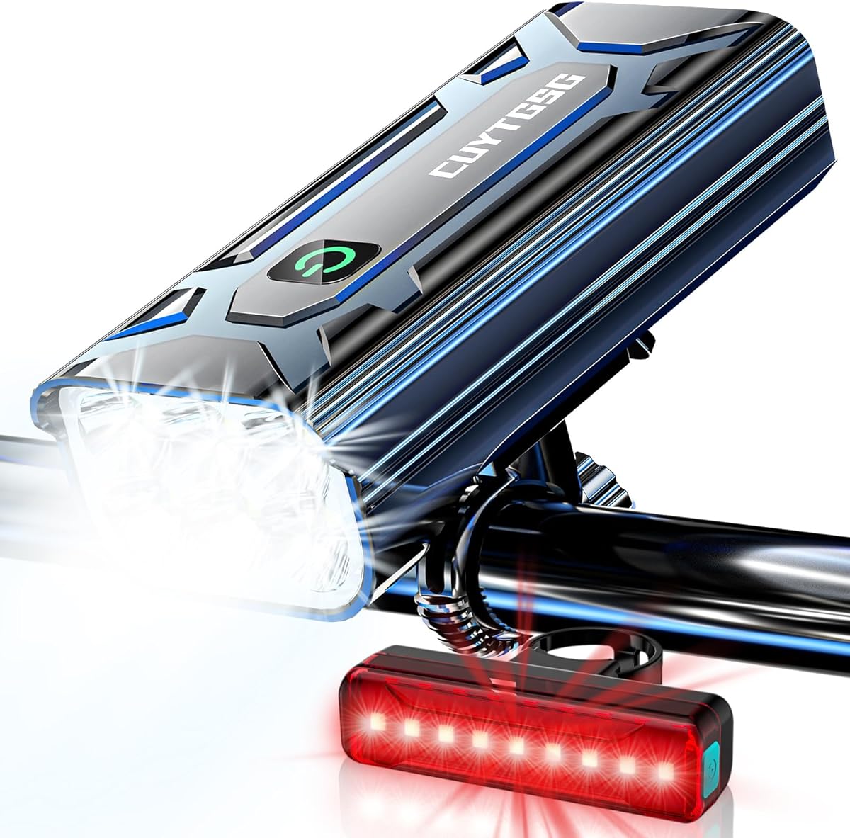 2025 New Super Bright Bike Lights for Night Riding,High Lumen 6 LED Aluminum 360°Rotatable Bike Headlight,10 Modes Bicycle Light Taillight,Runtime 48+ hrs,Waterproof Safety Bike Light USB Rechargeable