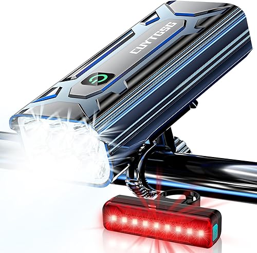 Miniatura 1 de Luces de bicicleta superbrillantes de 6 LED de 9500 lúmenes para conducción nocturna, faros delanteros de bicicleta giratorios de 360, luz de