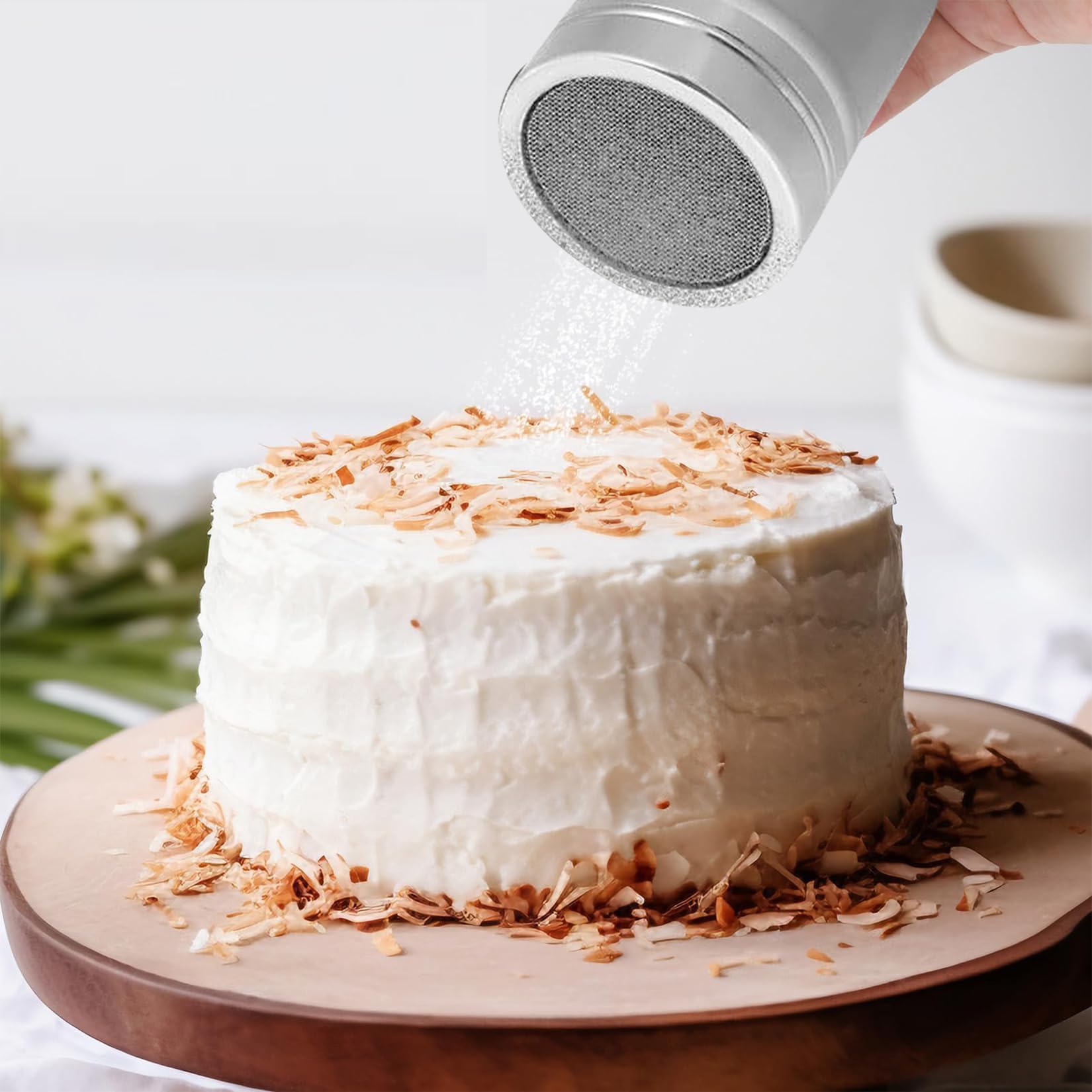 Cukier puder z pokrywką utrzymującą świeżość, 2 sztuki, ze stali nierdzewnej, cappuccino, do kawy, przypraw, cukru, soli, kakao, mąki, do gotowania, pieczenia