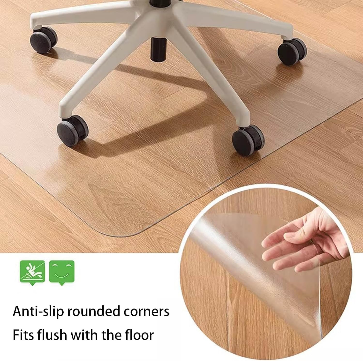 Clear Desk Chair Mat For Rolling Chairs 30" 36" 40" 46" 47" 52" 60" 72" Office Chair Mat For Hardwood Floor Transparent Pvc Floor Protector Mat Non-Slip Waterproof For Hallway(40"x64")