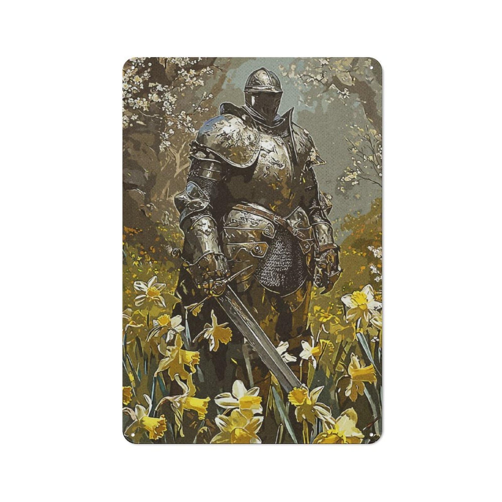 Junmoney Swordsman Armor Tin Sign 30X20cm With For Workshop Wall, Rustic Decor, Suited To Workshop Decor Fans