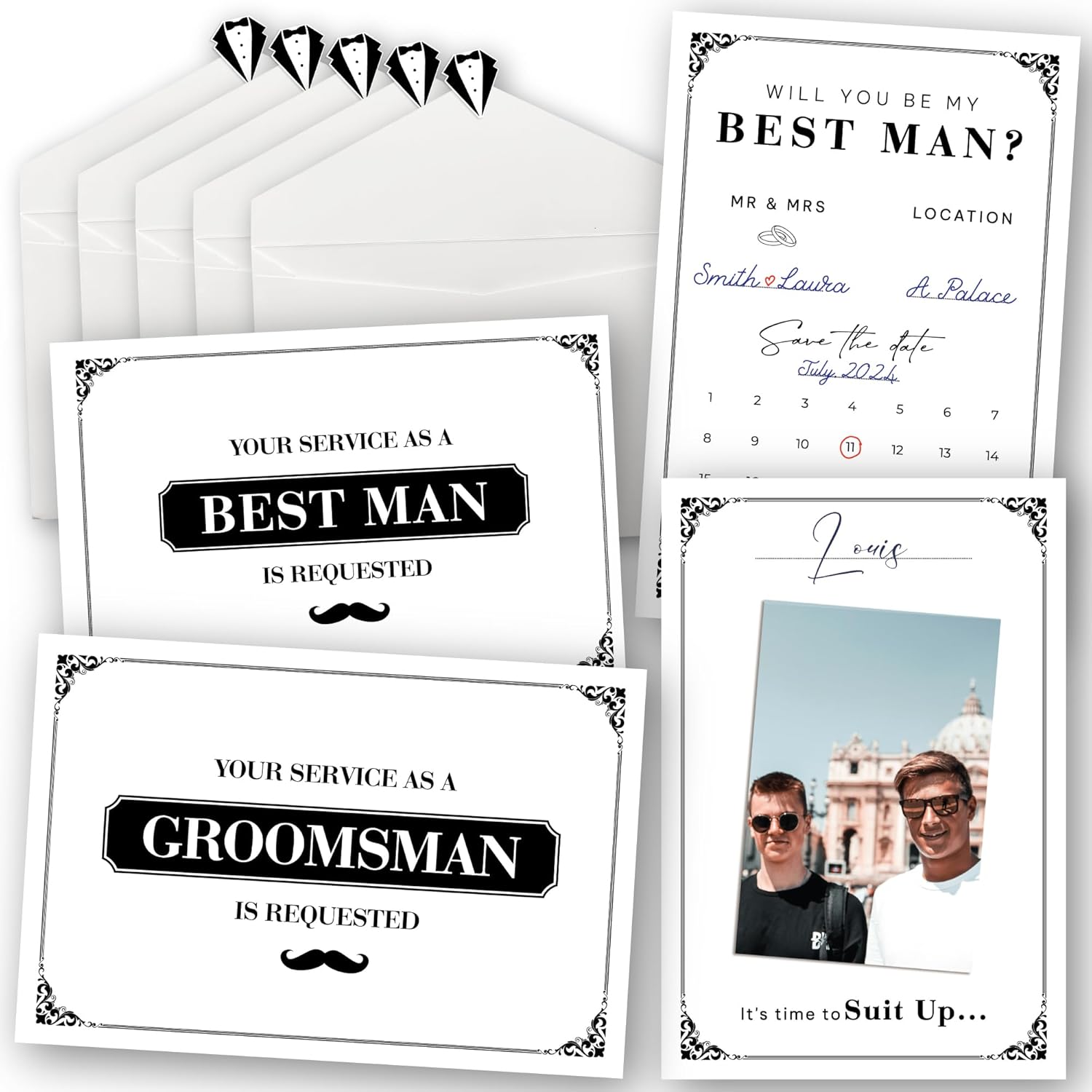 Groomsmen Proposal Gift - 8 Will You Be My Groomsman Cards, 2 Will You Be My Best Man Proposal Gifts, Asking Groomsmen Proposal Cards, Suit Up Groomsmen Cards Set