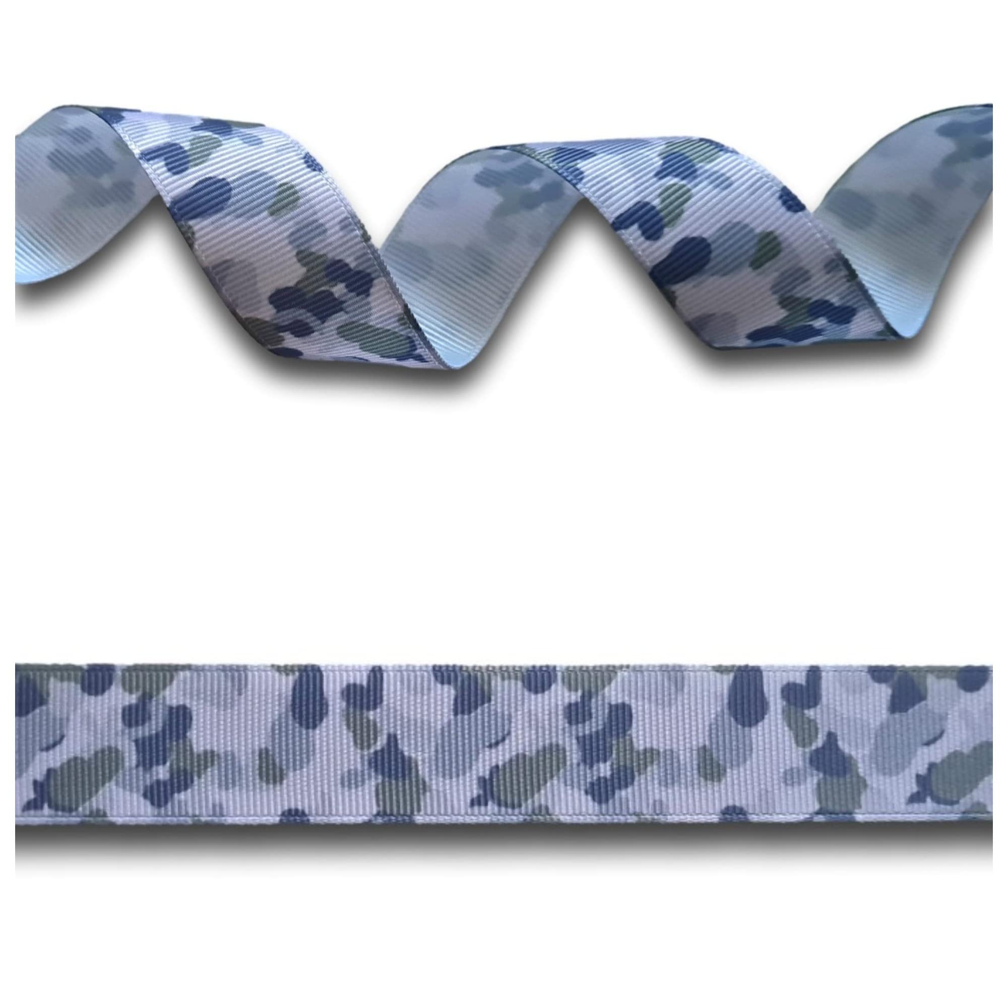 5 Yards (4.5 metres) Grey Khaki Camouflage Camo Grosgrain Ribbon 22mm Wide, Ideal for Craft Projects, Cakes, Scrapbooking etc.