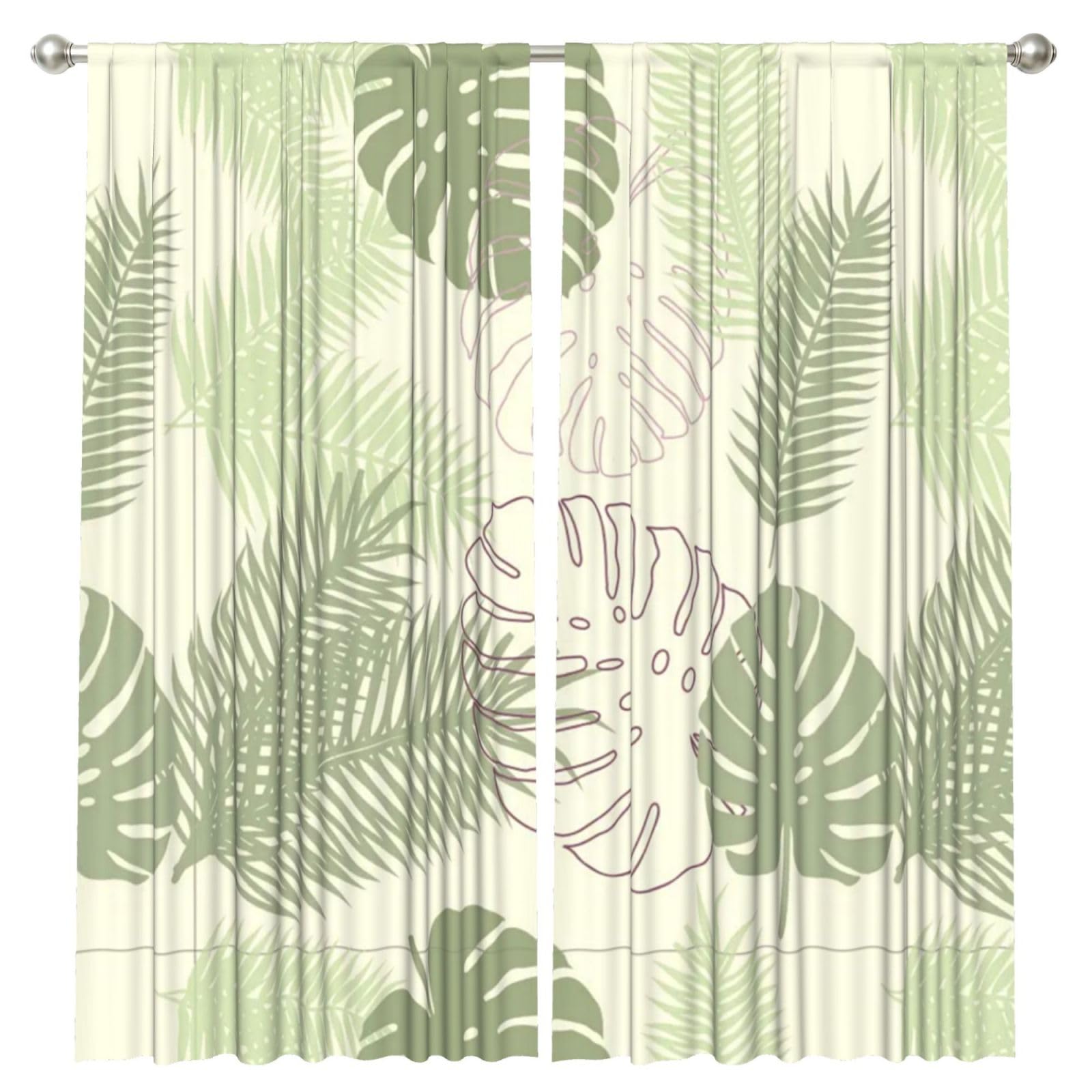 InOmak Tropical Leaves, 2 Panels Window Curtains 52 x 84 Inch Blackout Curtains for Living Room Bedroom