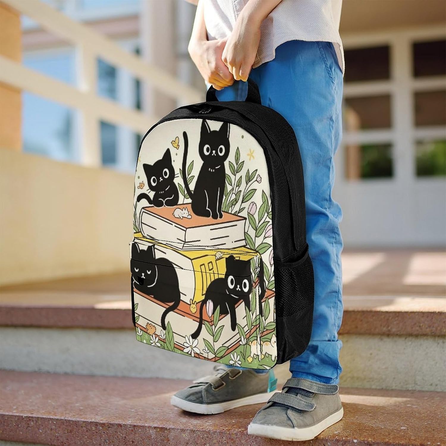 Cute Little Black Cat Backpack Daypack Travel Backpack | Lightweight Casual Laptop Backpack for Women Men Aesthetic Travel Bag for Weekender Business Hiking Outdoor