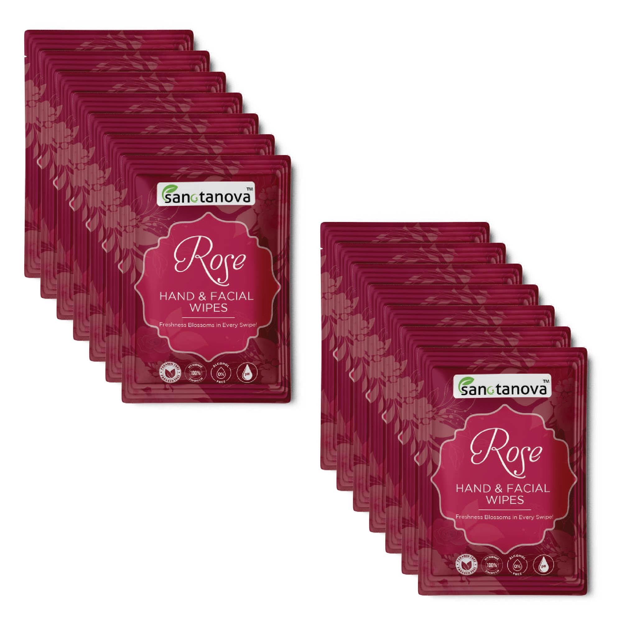 SANCTANOVA Rose Refreshing Wet Wipes for Face & Hand – Individually Wrapped | Soft Facial Wipes for Men & Women | Wet Wipes for Face Cleaning & Daily Use | Wipes (50 Count)-image-22