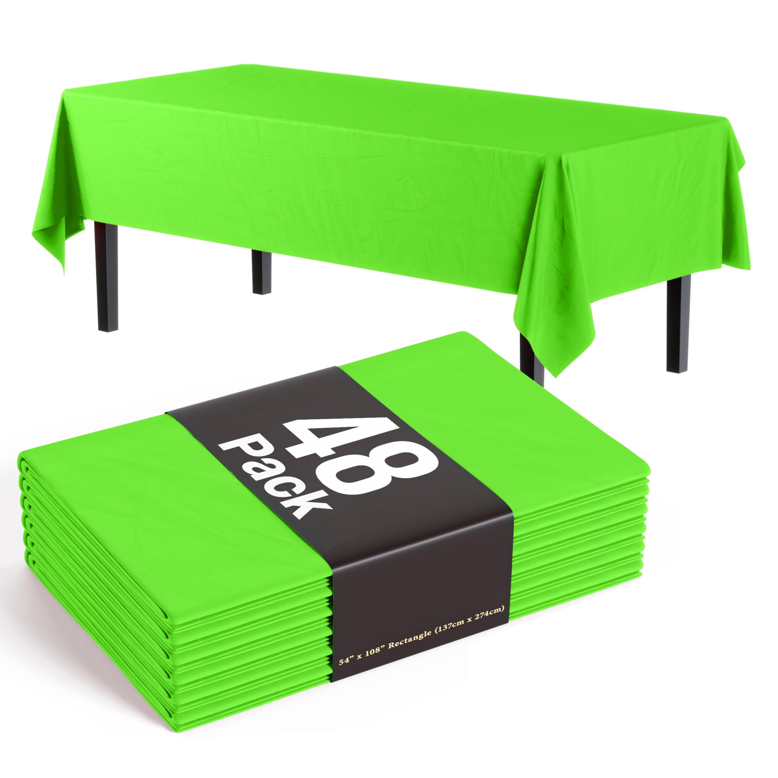 Nappe jetable en plastique vert citron opaque qualité supérieure Exquisite 48pcs