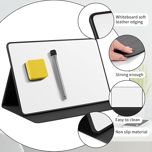 Miniatura 2 de Jovitec 2 pizarras pequeñas portátiles de borrado en seco, pizarras magnéticas de borrado en seco de 12 x 8 pulgadas con cubierta de poliuretano,