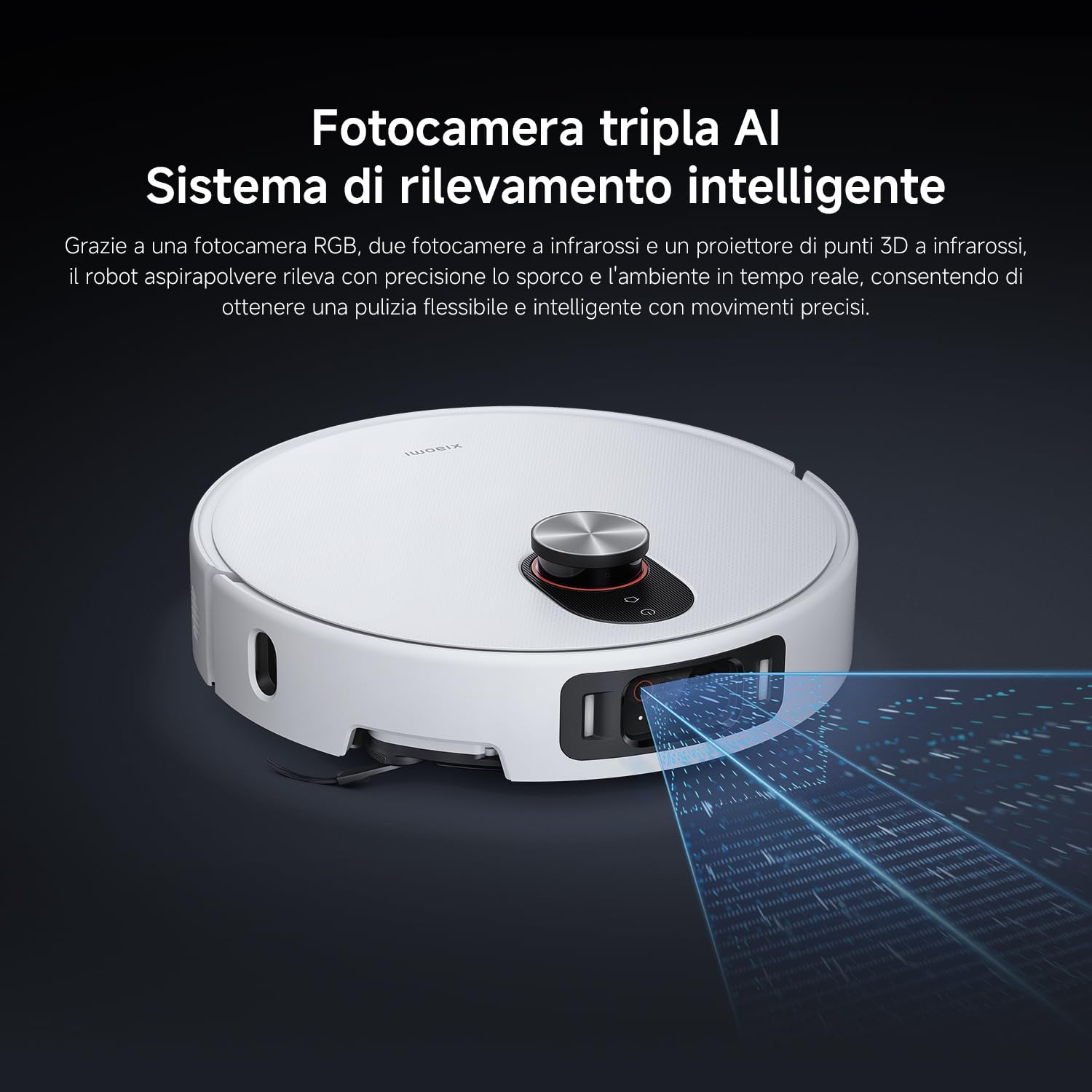 XIAOMI Robot Vacuum 5 Pro, Aspirazione potente da 20000Pa, evitamento ostacoli con AI, riconoscimento intelligente dello sporco, navigazione laser intelligente dToF con sollevamento automatico