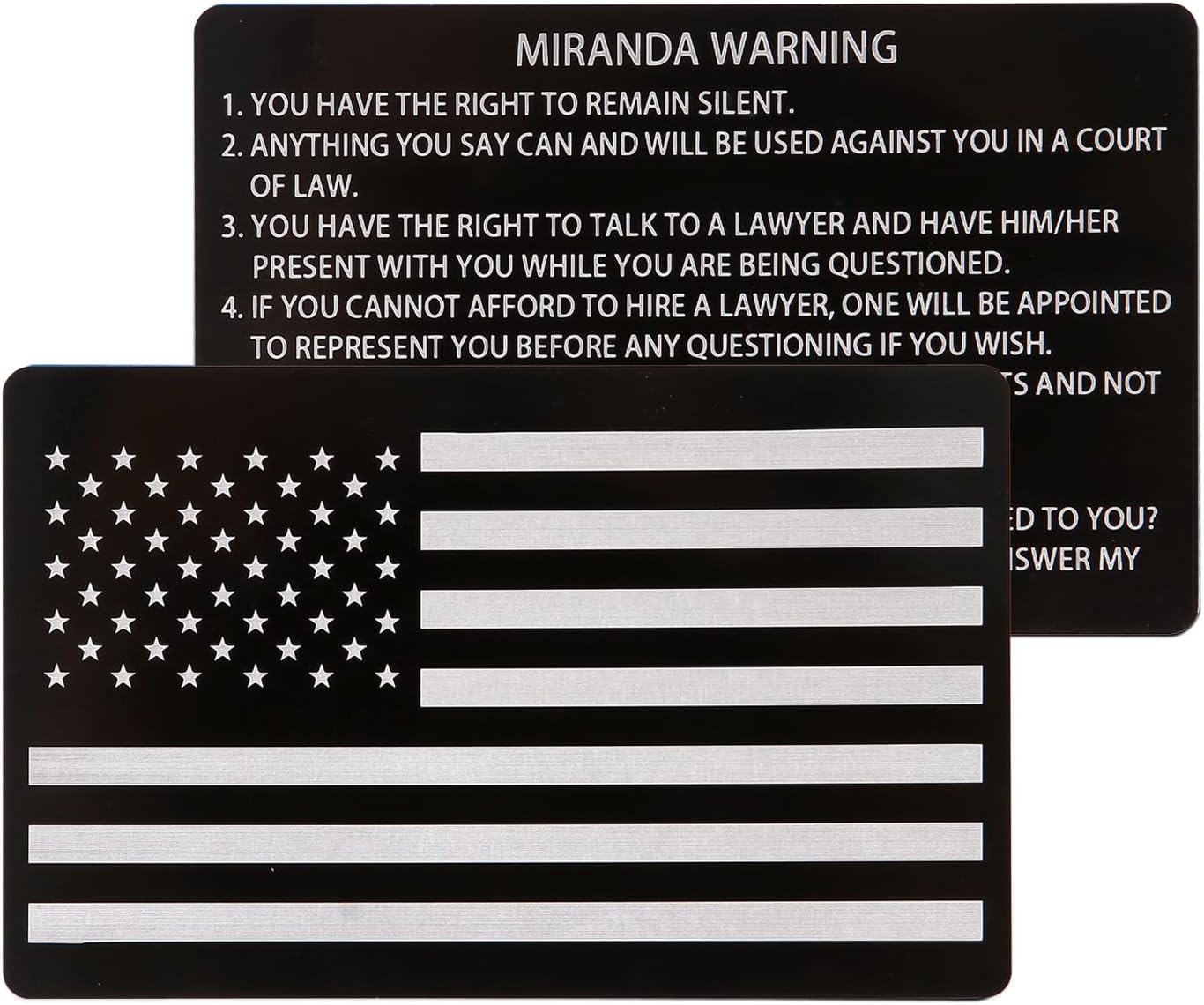 3 PCS Black Metal Miranda Warning Card for U.S. Law Enforcement Officers