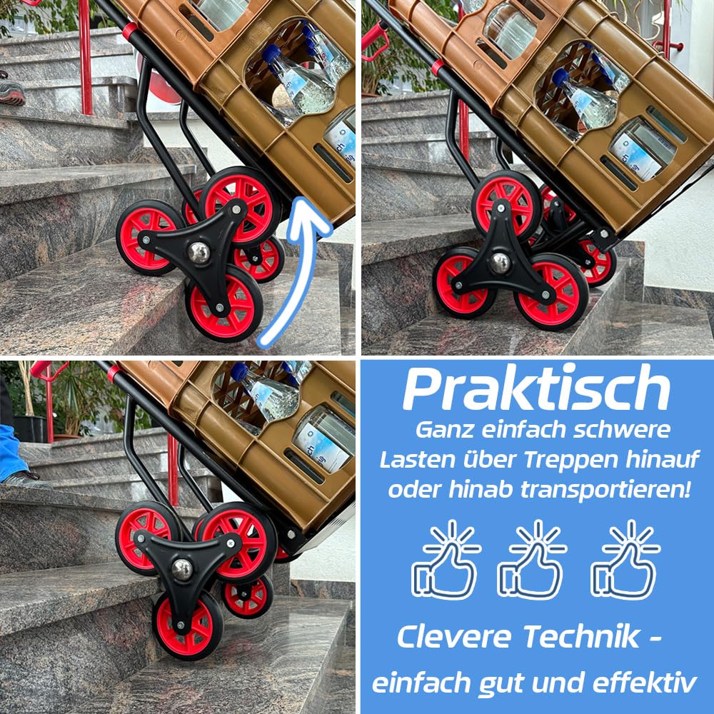 Trucky Treppenkarre Sackkarre 150 kg Stapelkarre Transportkarre Treppensteiger klappbar Treppensackkarre Schwarz Treppen Stahl