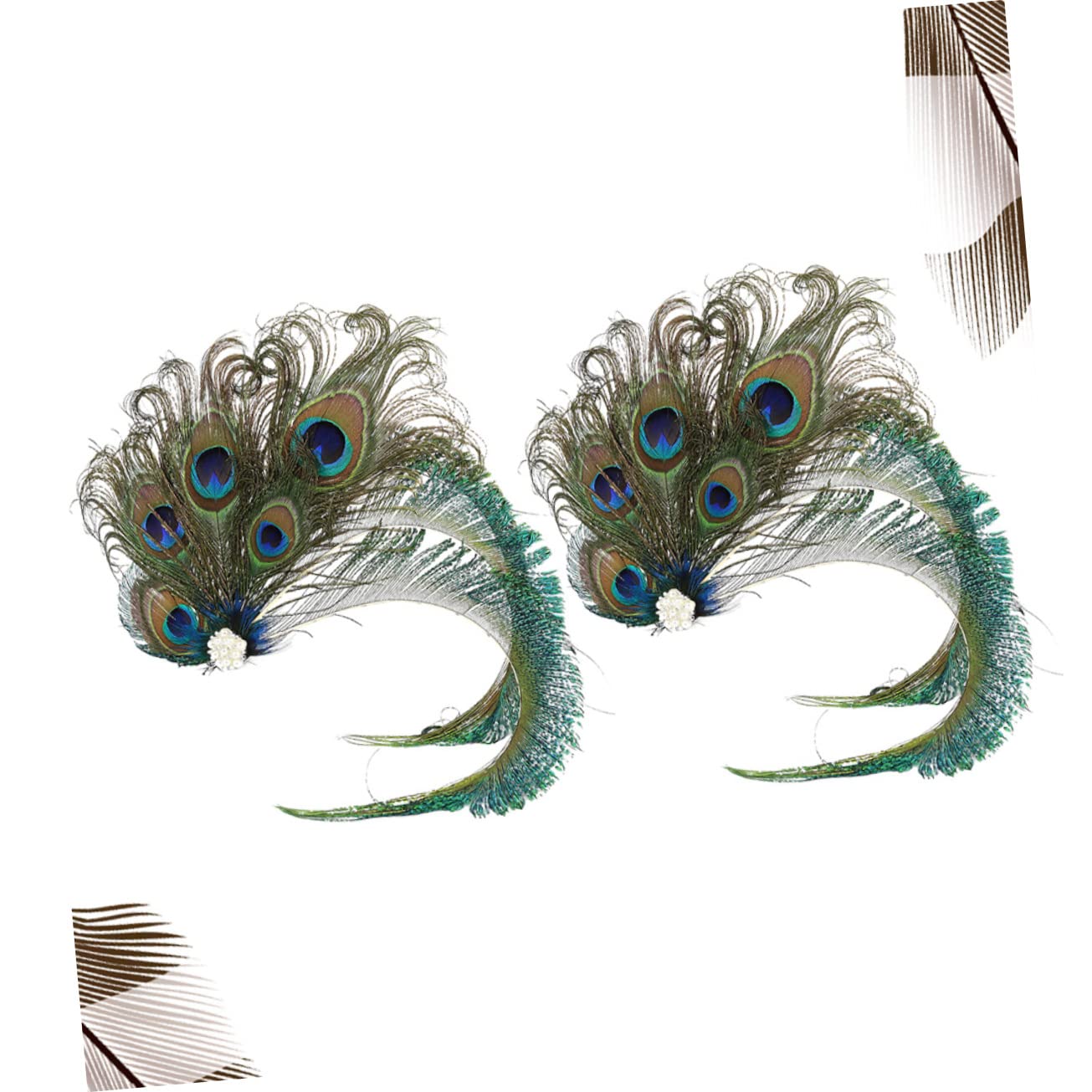 VALICLUD Horquillas de Novia 2 Piezas Plumas y Gemas de Imitación Sujetan el Cabello Elegantes Accesorios para Tocados de Boda