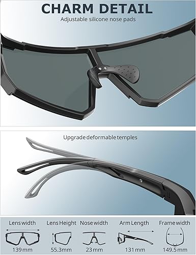 Miniatura 4 de KALIYADI Gafas de sol para hombre, gafas de sol con UV400 para correr, ciclismo, golf, pesca