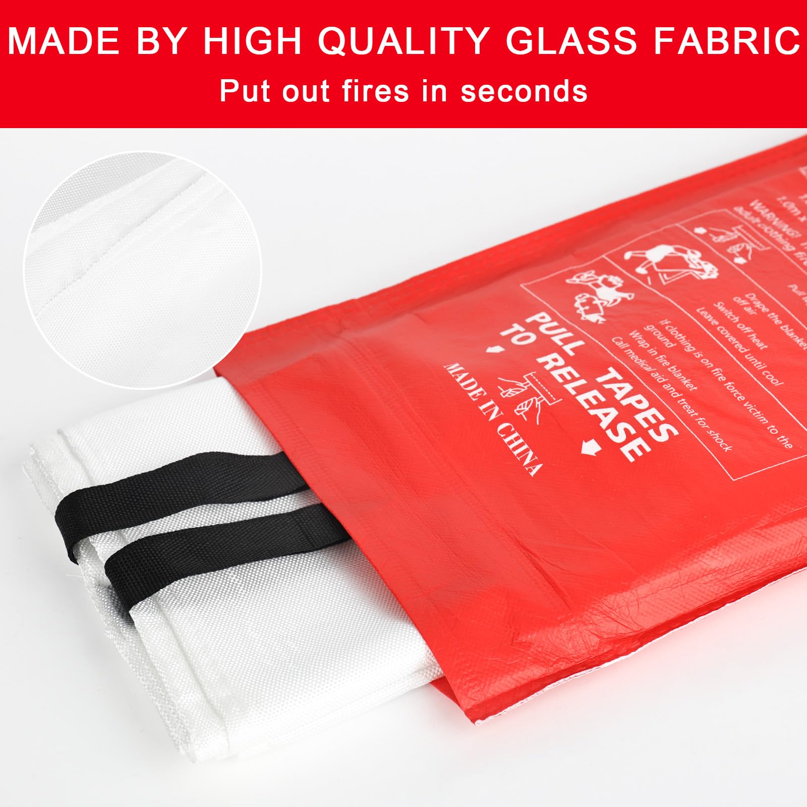4 Pièces Couverture d'urgence Ignifugée, Couvertures Anti-Feu Ignifuge pour Maison Cuisine, 100x100CM Couverture D'Incendie de Secours de Fibre de Verre pour Bureau Camping Fourneau Garage