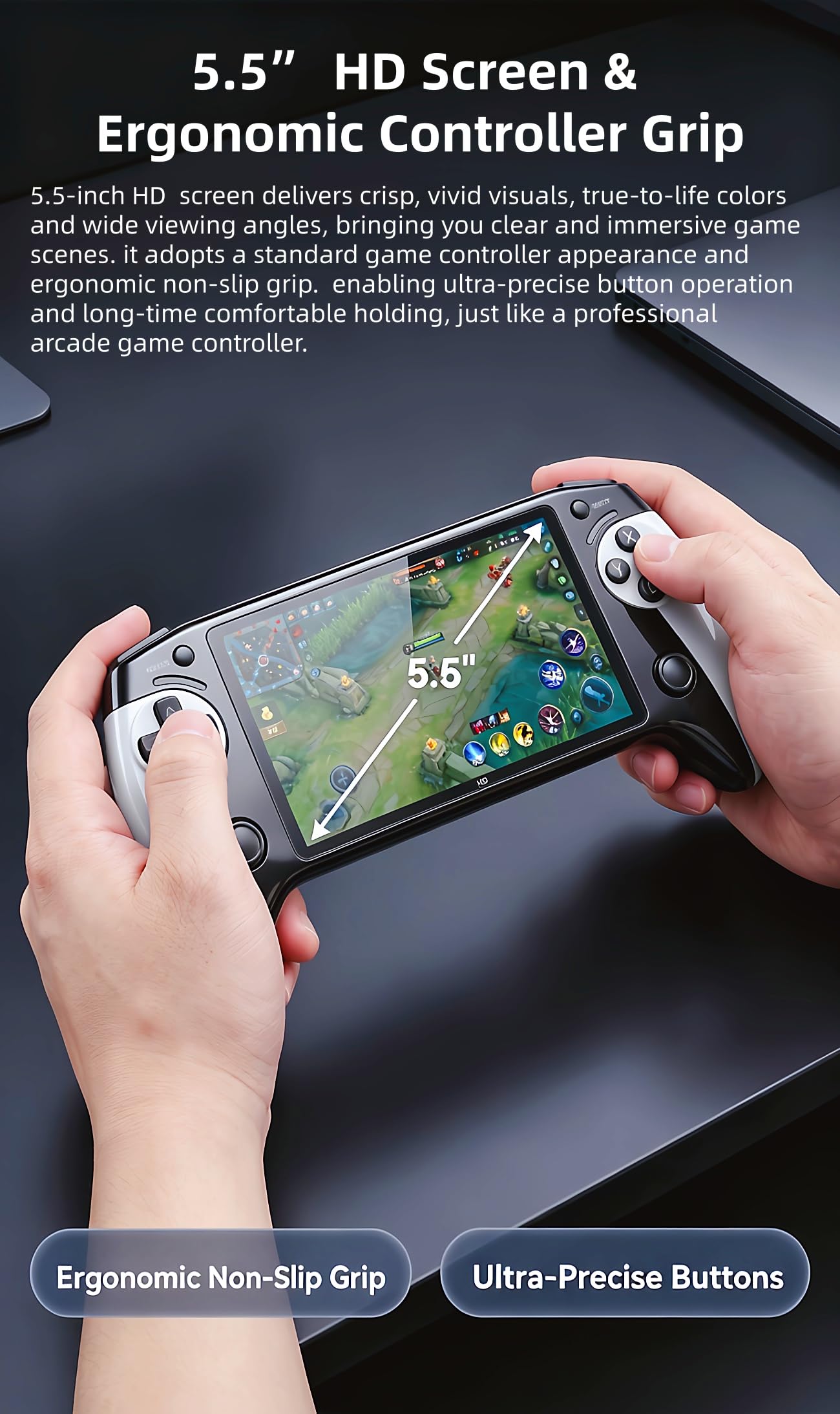 HLF Nuovo 5.5 "Multi-funzionale Videogiochi Console Retro Handheld Controller Like Design 6000 Emulatori Giochi Supporta MP4/MP3/E-books/AV Out Perfetto Vacanza/Compleanno Regalo Tempo Libero