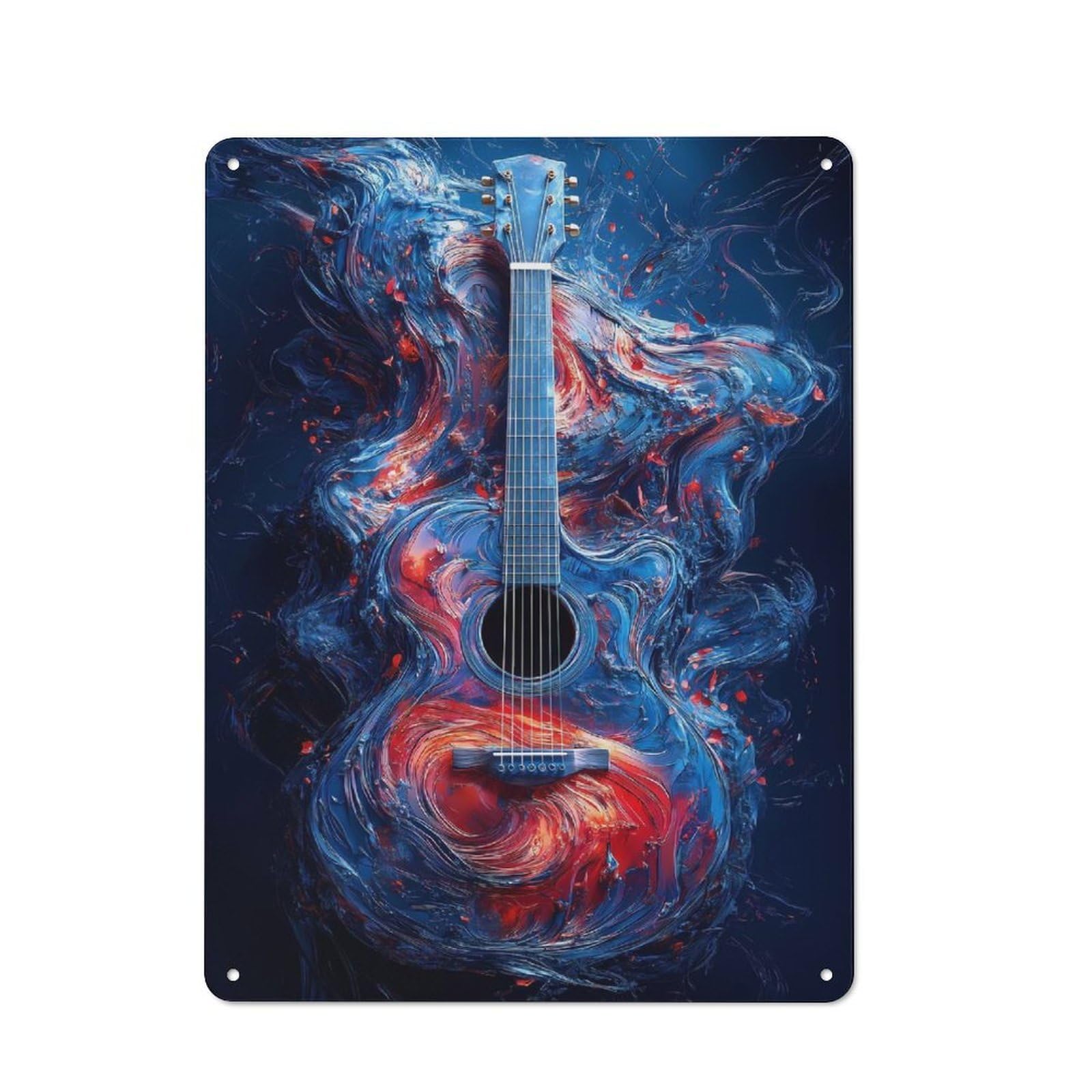Junmoney Abstract Guitar Art Shop Front Style Cafe Metal Sign 40X30cm Featuring Restaurant Wall Art For Takeaway, Bar, Kitchen Or Counter Area