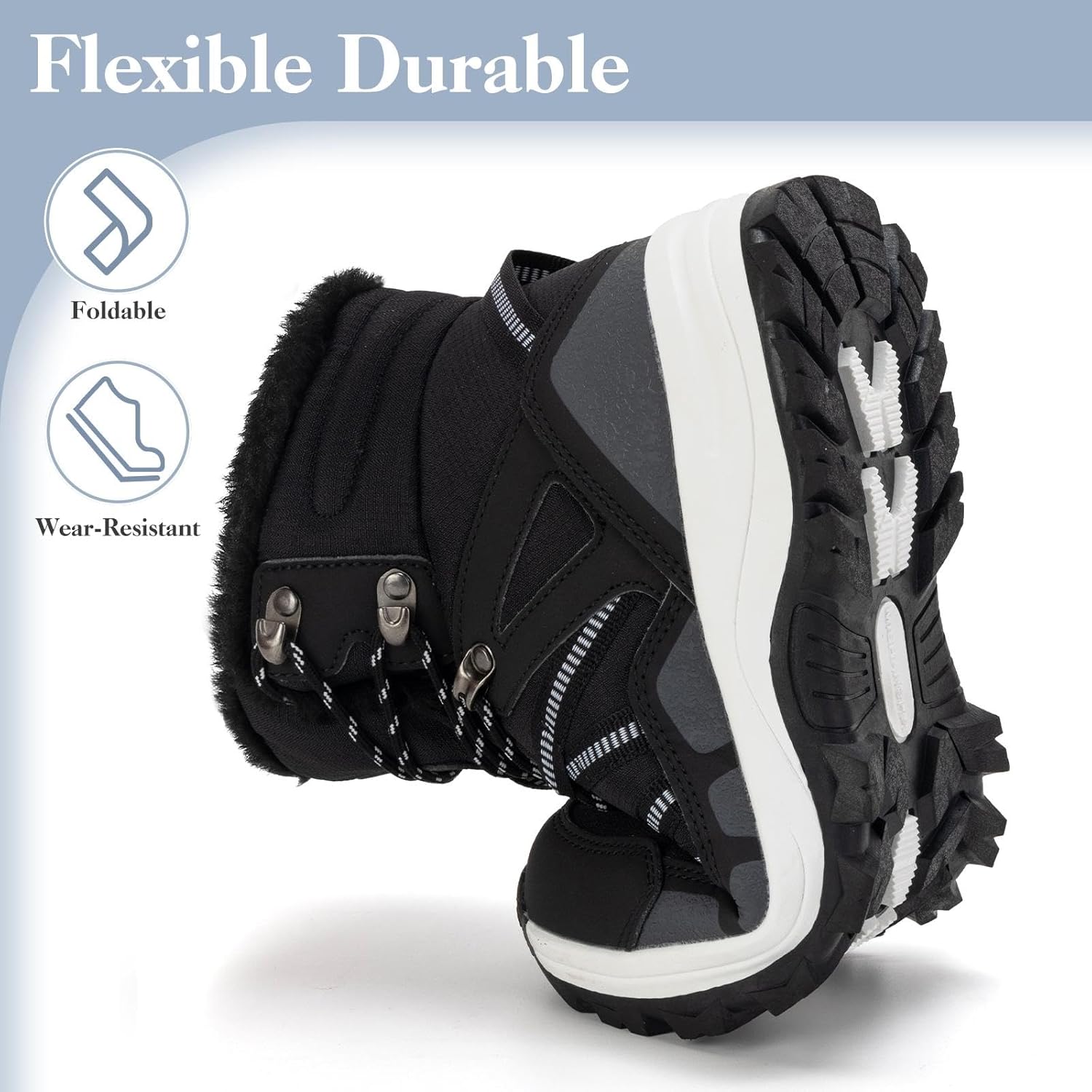 Mishansha Women's Winter Snow Boots Waterproof Warm Fur Lined Ankle Hiking Boot Non-Slip Outdoor Cold Weather Shoes