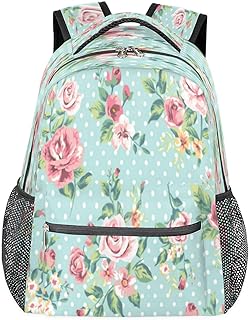 Mochilas para adolescentes meninas meninos flor rosa bolinhas mochila de viagem para mulheres homens bolsas de livros mochilas universitárias para escola, trabalho laptop mochilas resistentes à água mochila para caminhadas, Multicor, Medium