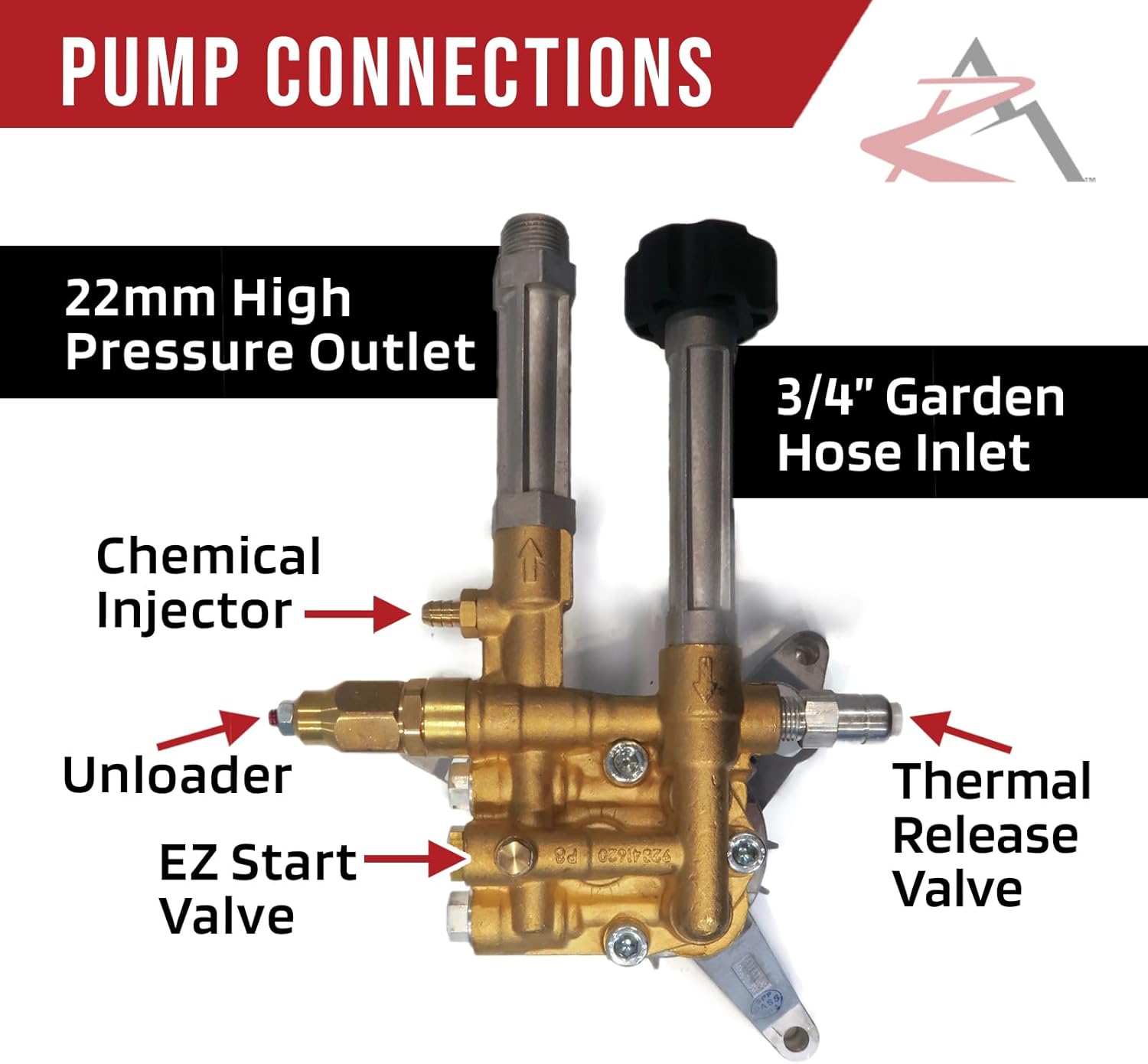 The ROP Shop OEM AR Upgraded, 7/8" Shaft, 2800 PSI, 2.5 GPM, Vertical Power Pressure Washer Pump