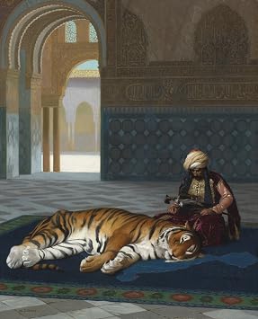 Get Custom Art Jean-Leon Gerome - Le Tigre Et Le Gardien, Gallery Wrapped Canvas Wall Decor - 24x30