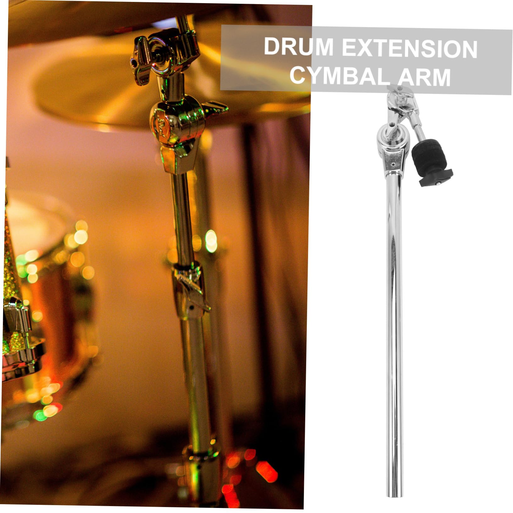 Beaupretty Soporte de Clip de Extensión para Platillos Brazo de Soporte Metálico Ajustable de Instrumento de Percusión para Escenario de Batería