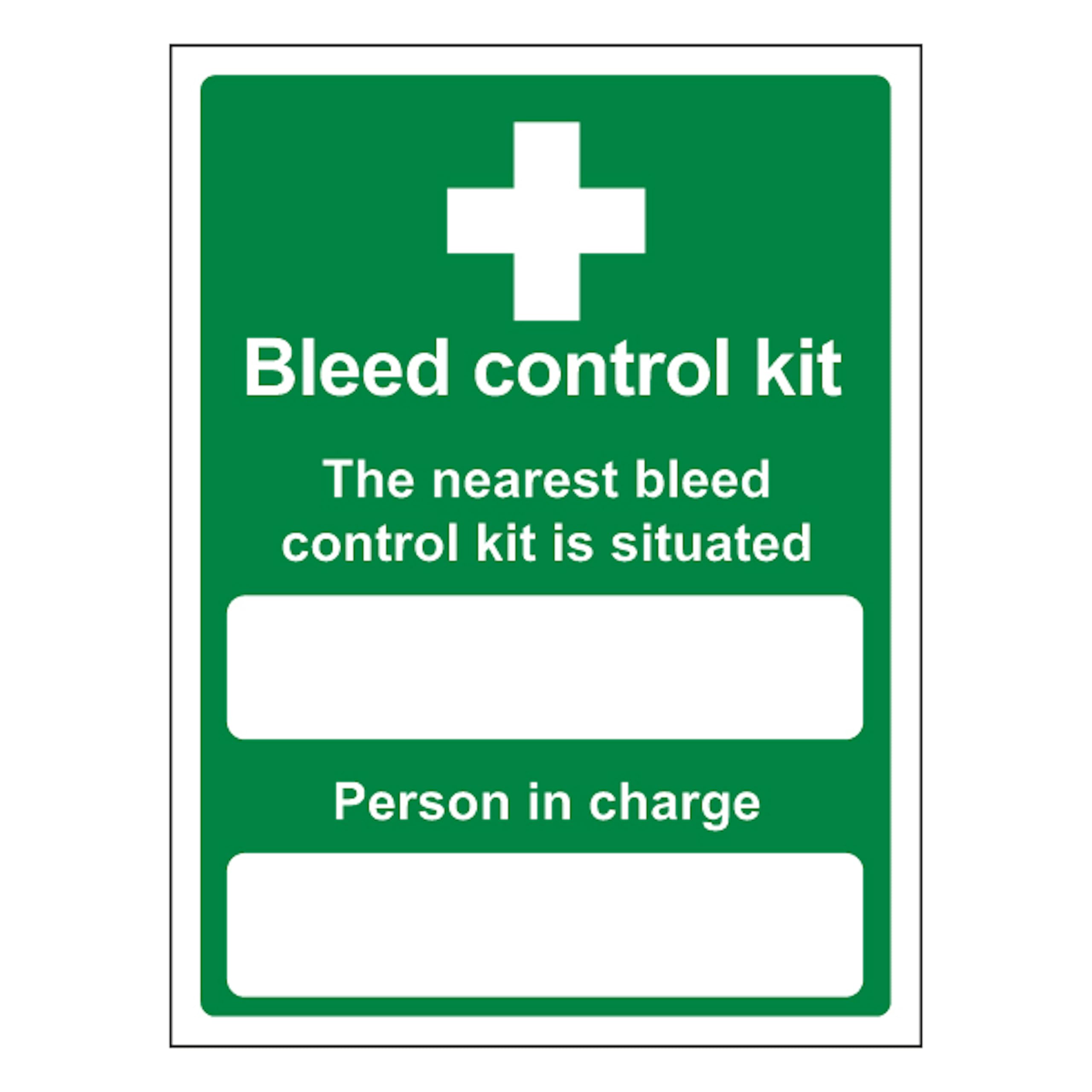 V Safety The Nearest Bleed Control Kit Is Situated - Portrait 300 x 400mm - 3mm Aluminium Composite