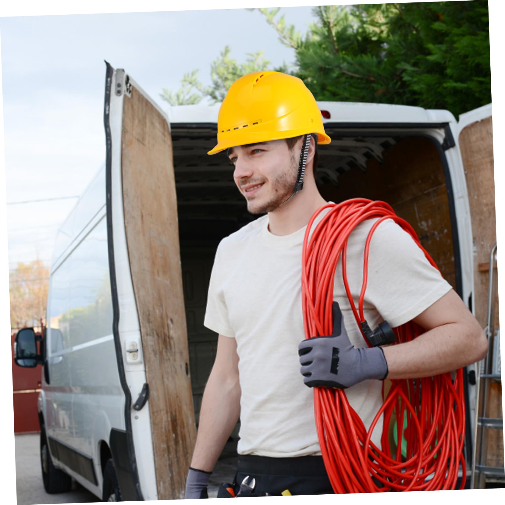 UKCOCO Casco de construcción Sombrero Duro respiradero enfriamiento ventilado Cascos de Seguridad para Hombres Casco de Seguridad Tapa de Seguridad Gorras antigolpes AbS Amarillo