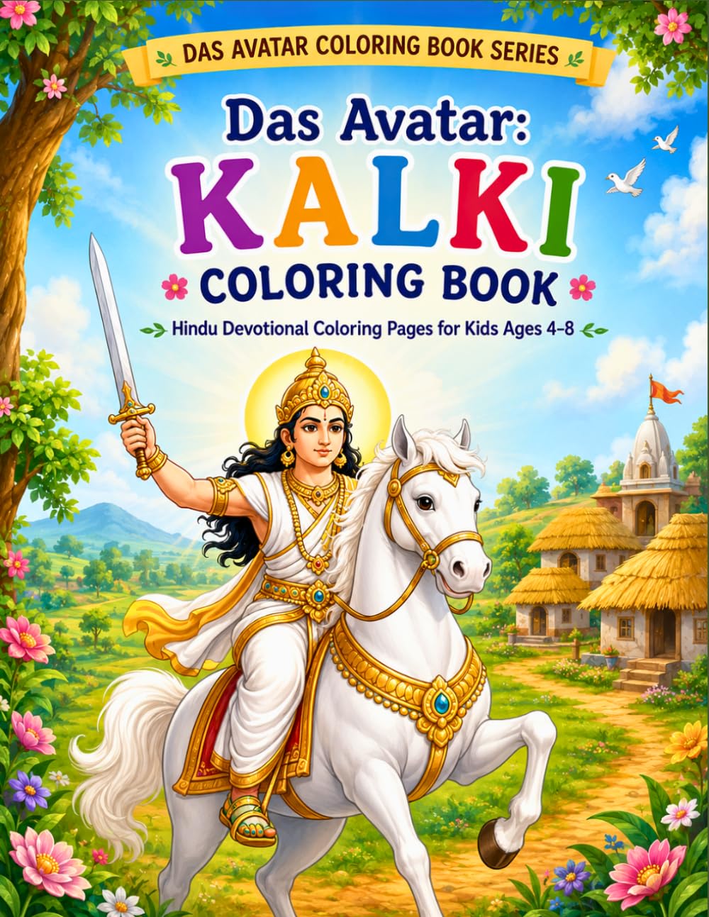 Das Avatar: Kalki Coloring Book: Hindu Devotional Coloring Pages for Kids Ages 4–8 (Das Avatar Coloring Book Series)