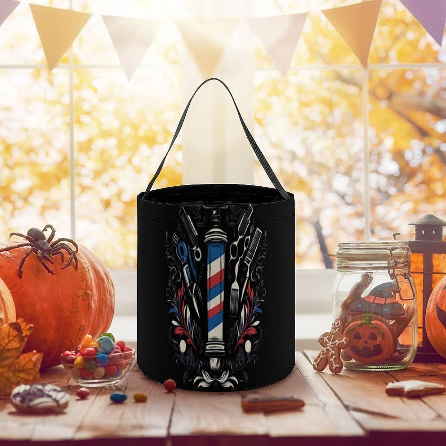 Hairstyle Barber Hairdresser Candy Bag Halloween Treat Goody Bags Party Basket Handbag Holiday Decor