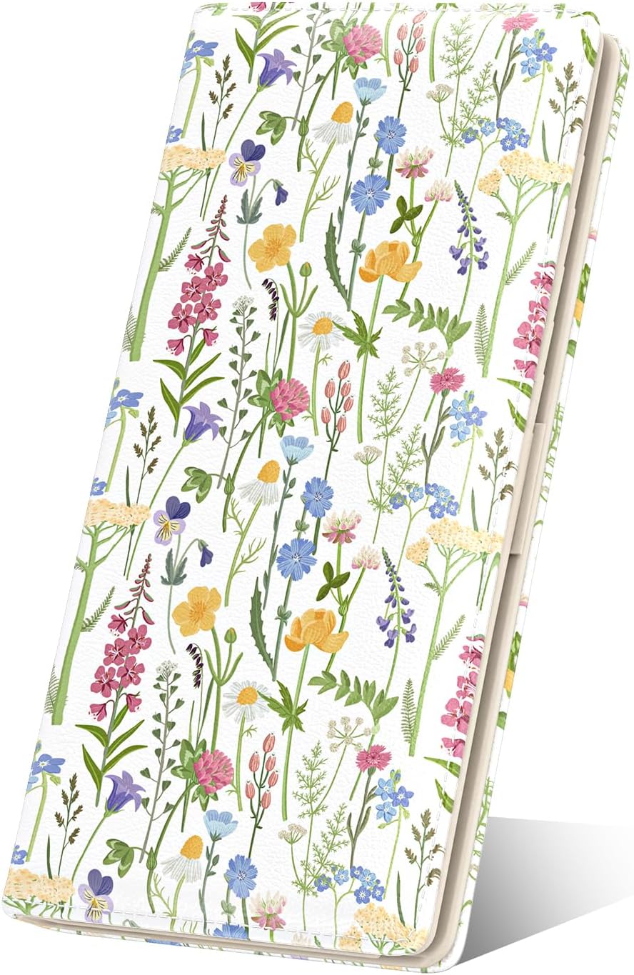 Nipichsha Womens Wallet, RFID Slim Wallets for Women, Thin Ladies Credit Card Holder Purse, Cute Leather Bifold Clutch Billfold with 11 Card Slots & ID Window, Colorful Flowers