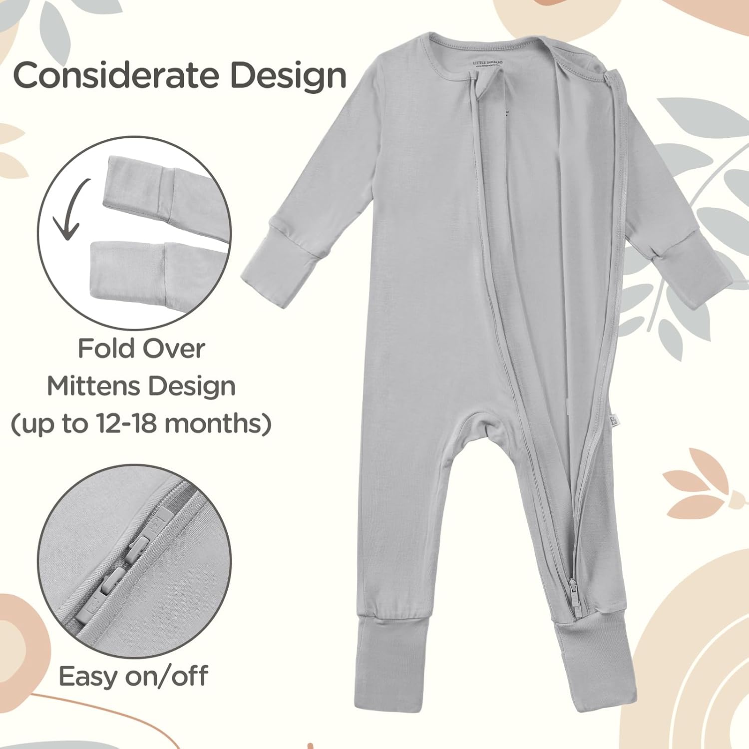 Two-Way Zip Mitten Cuffs Primary Comfort One-Piece Sleep Play Ultra Soft Rompers