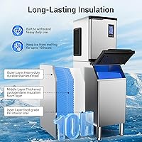 Vista 4 de Máquina comercial para hacer hielo de 780 libras/24 horas con contenedor de almacenamiento de 650 libras, 234 cubitos de hielo listos en 8-12