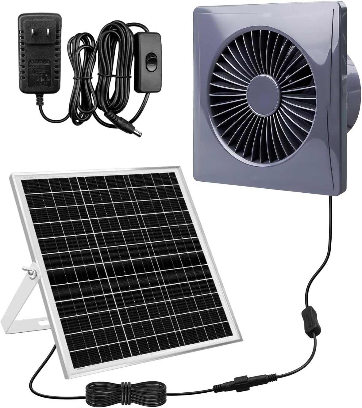 8" Solar Fan for Greenhouse, Coop and Attic – 25W Solar Panel and 10FT Adapter, High-Speed Waterproof Exhaust Fan with Anti-Backflow Valve