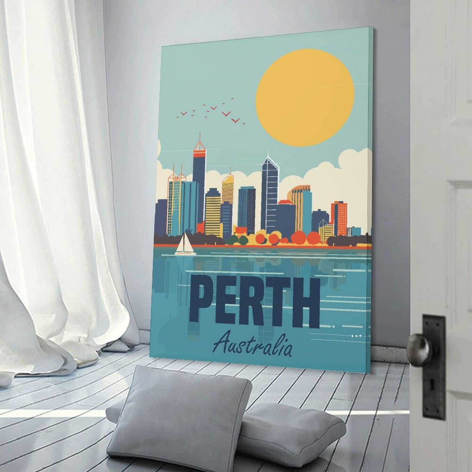 Junmoney Perth Australia Decorative Canvas Print, 20x30inch(50x75cm), for Hallway, Entryway Or Landing, Home Artwork for First Impressions