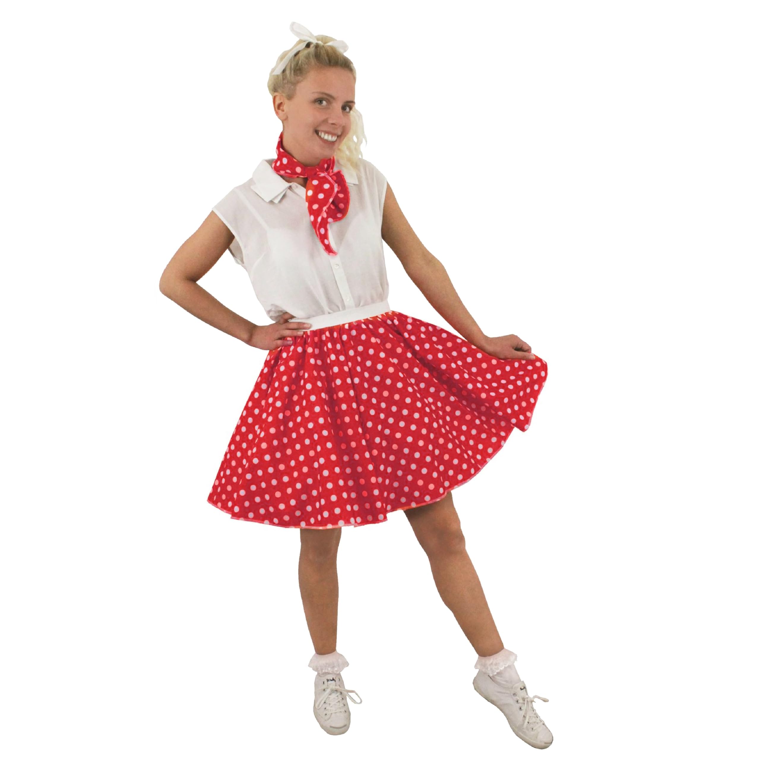 I Love Dress Donna Abito Anni '50 Rock'n'Roll Gonna A Pois 43cm