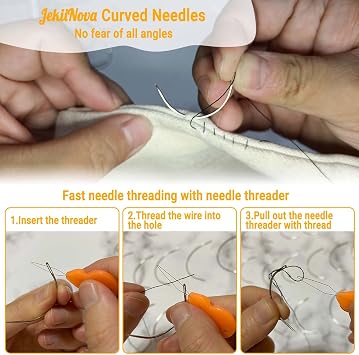 50 PCS Curved Sewing Needles for Leather, Carpet, Canvas, Wig Making, Upholstery, Weaving, Embroidery & Hand Sewing