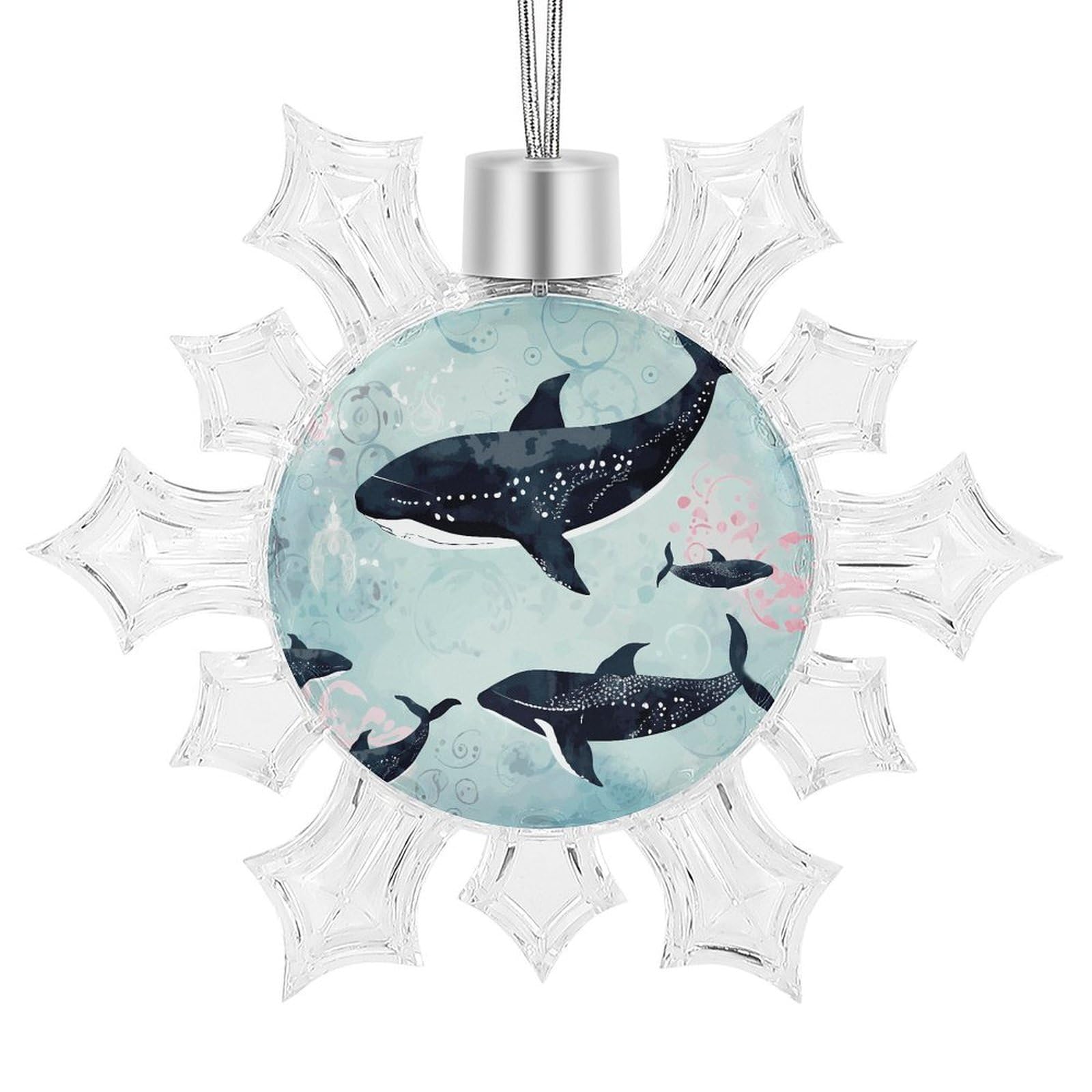 Whale Snowflake Decorations,Christmas Decorations，Christmas Indoor Winter Wonderland Decor，Hanging Ornaments for Xmas Tree Winter New Year Party Supplies