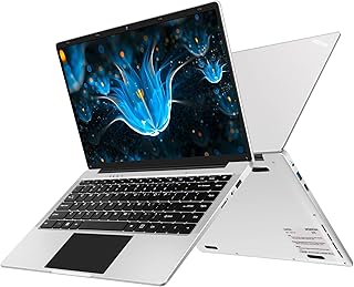WOZIFAN 14'' Laptop Windows 11 6GB RAM 128GB SSD Support 1TB SSD Expansion Traditional Laptops 2.4G+5G WiFi Bluetooth 4.2 USB HDMI 1920x1080 FHD with Wireless Mouse for Work Study - Silver