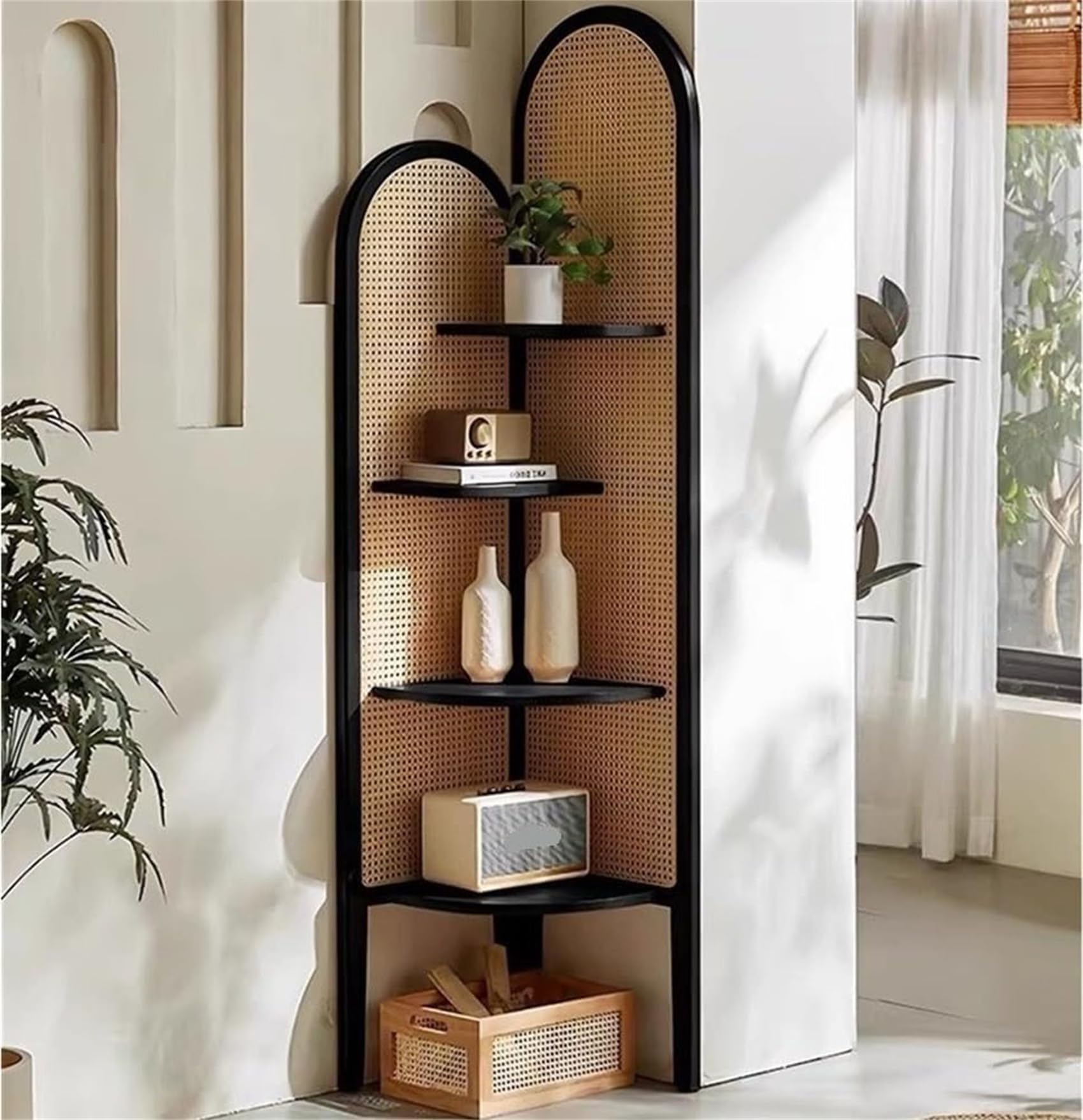 Amazon｜YHXSMAOY コーナーシェルフ 飾り棚 コーナーラック4段