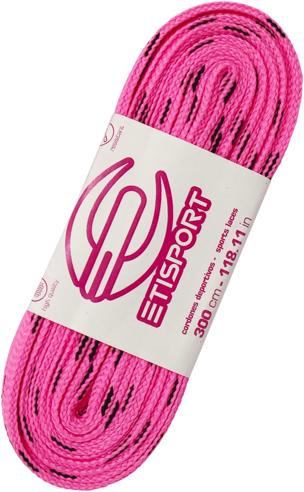 ETISPORT Pair of professional flat laces, for hockey, ice boots, line on wheels. Resistant. Length 3 m - 118in each. (Neon Pink)