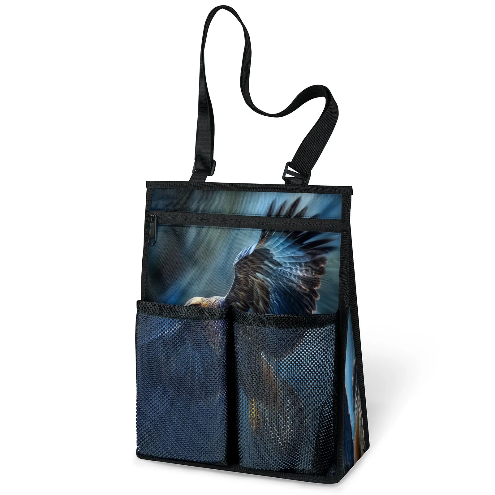 Ourtheme Eagle Pattern Portable Shower Bag for Travel Gym Camp Beach Tote Shower Caddy Bags Hanging Toiletry Organizer