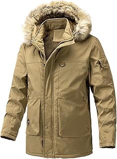 Duohropke Winter Parka Men's Lined Long Winter Jacket with Fur Black Fleece Jacket Winter Quilted Jacket Warm Transition Jacket Long Sleeve Winter Coat with Hood Large Sizes Hooded Jacket
