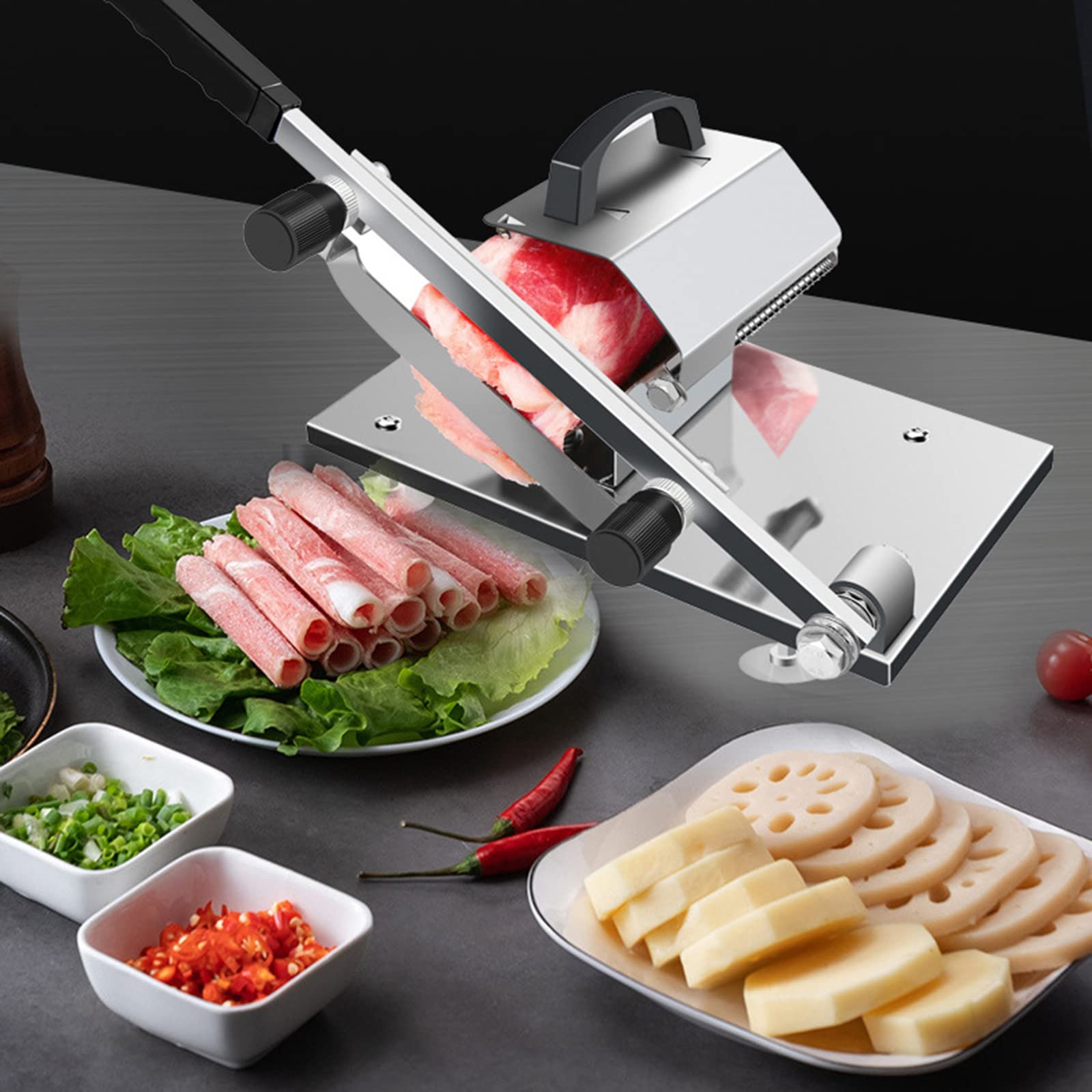 Congelado Manual, rebanador de Delicatessen, rebanador de Alimentos para Carne y Queso, Rollo de Carne de Res y Cordero, rebanador de Cocina doméstica y Comercial, Cortador de Alimentos